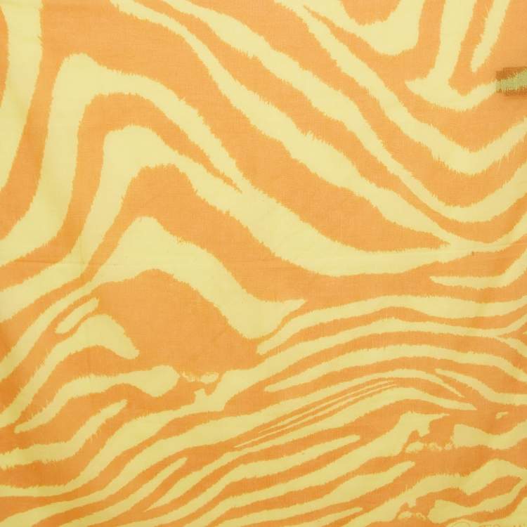 Pre Owned Roberto Cavalli Yellow Printed Cotton Square Scarf 