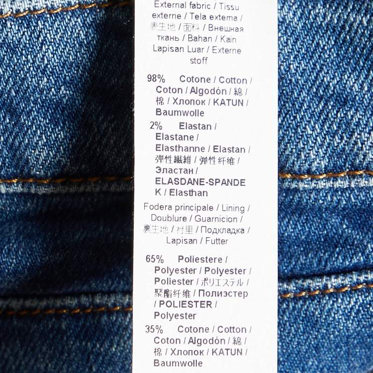 Pre Owned Roberto Cavalli Blue Embroidered Washed Denim Jeans Waist 29"