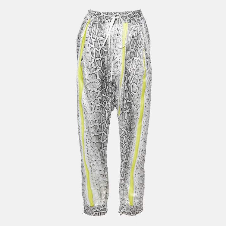 Pre Owned Robert Cavalli Grey Snake Print Silk Blend Loose Pants XL