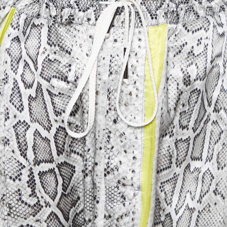 Pre Owned Robert Cavalli Grey Snake Print Silk Blend Loose Pants XL