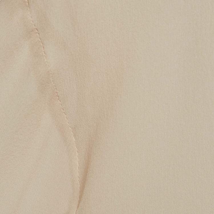 Pre Owned Roberto Cavalli Beige Silk Fringed Shirt L