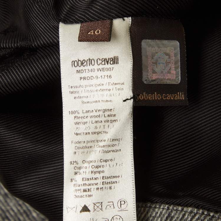 Pre Owned Roberto Cavalli Grey Wool Zip Detail Mini Skirt S