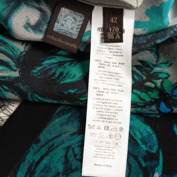 مملوكة مسبقًا Roberto Cavalli Multicolor Silk Lace Trim Shirt M