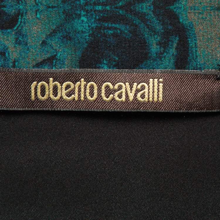 مملوكة مسبقًا Roberto Cavalli Multicolor Silk Lace Trim Shirt M