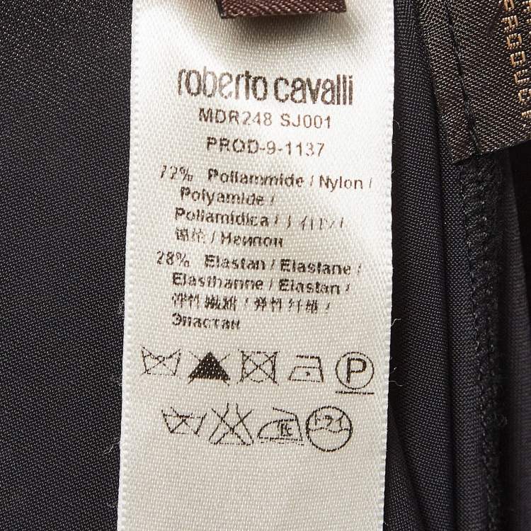 Pre Owned Roberto Cavalli Black Sequin Jersey Leggings M