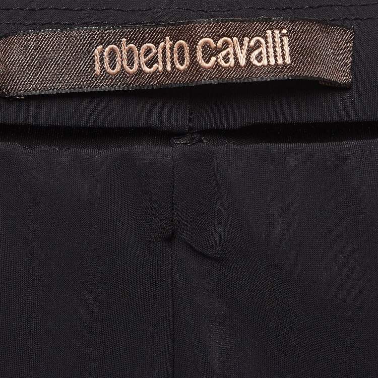 Pre Owned Roberto Cavalli Black Sequin Jersey Leggings M