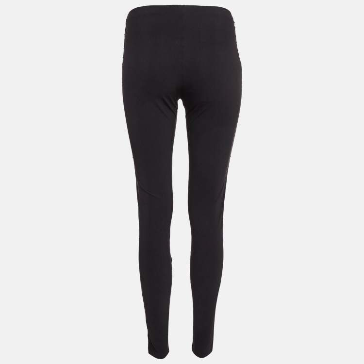Pre Owned Roberto Cavalli Black Sequin Jersey Leggings M