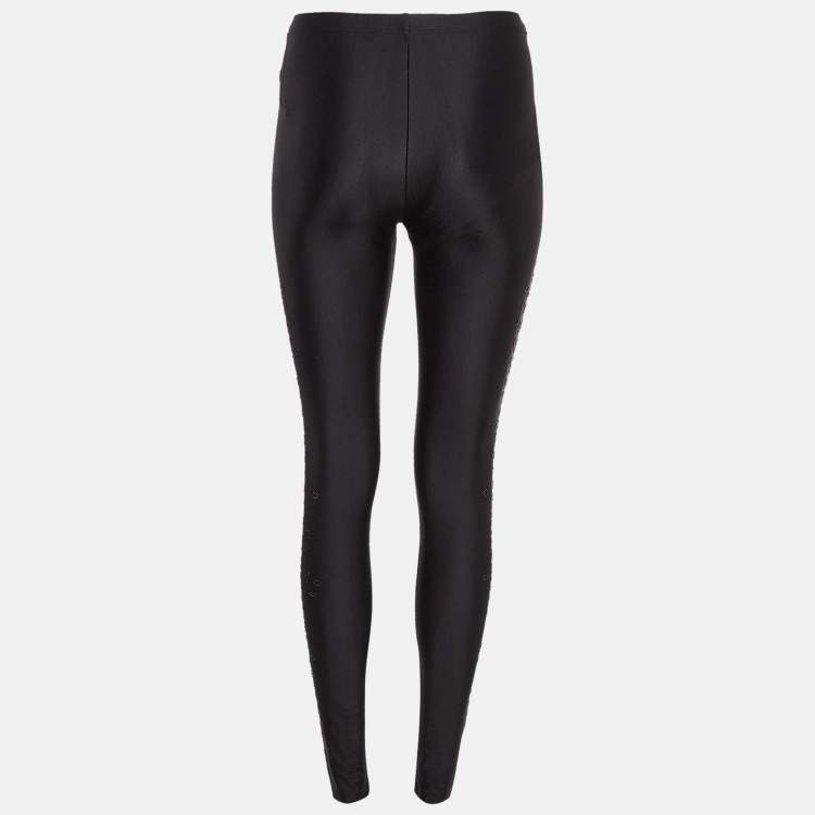 Pre Owned Roberto Cavalli Black Embellished Jersey Leggings S