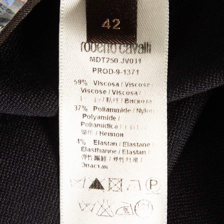Pre Owned Roberto Cavalli Navy Blue Stretch Knit Leggings M