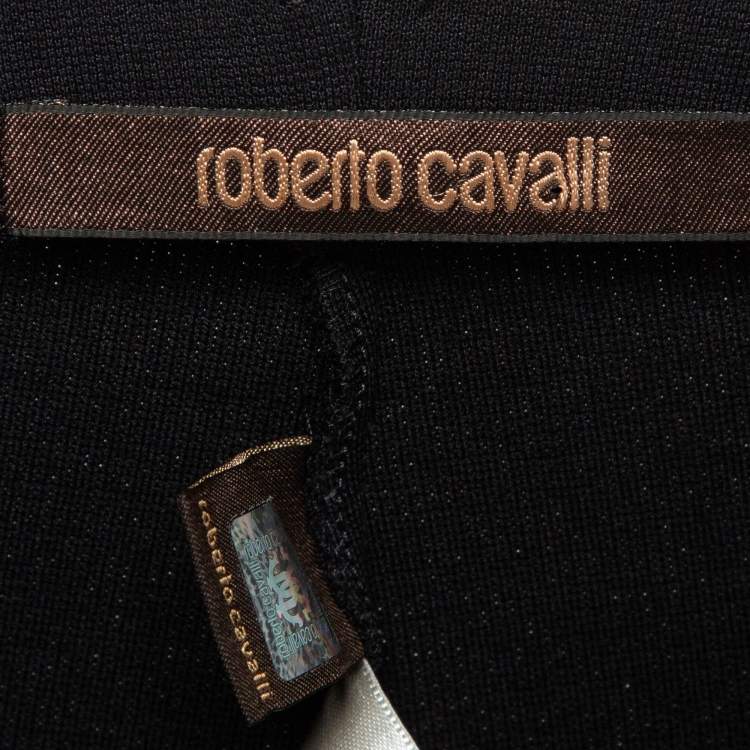 Pre Owned Roberto Cavalli Navy Blue Stretch Knit Leggings M