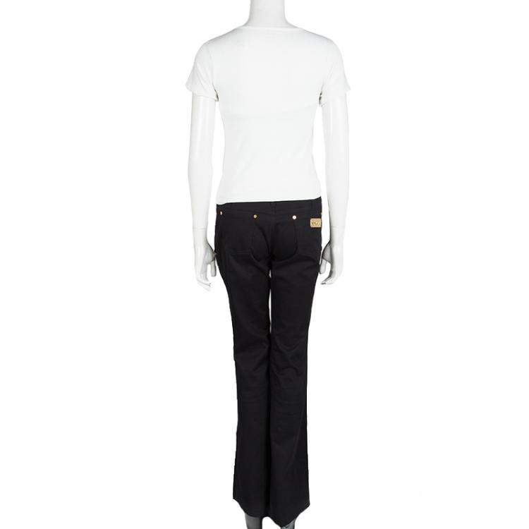 Pre Owned Roberto Cavalli Black Denim Flared Bottom Jeans M