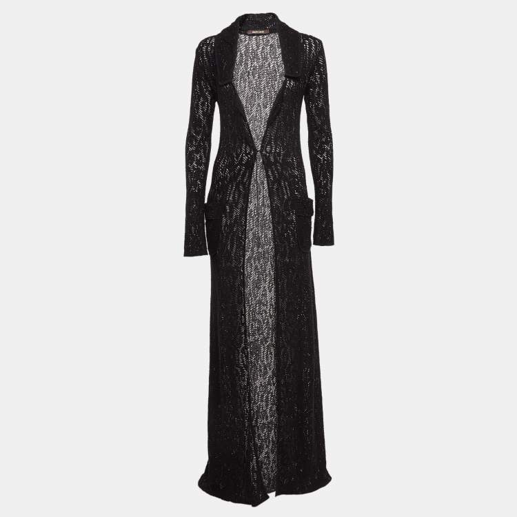 Pre Owned Roberto Cavalli Black Lurex Knit Sheer Long Cardigan S