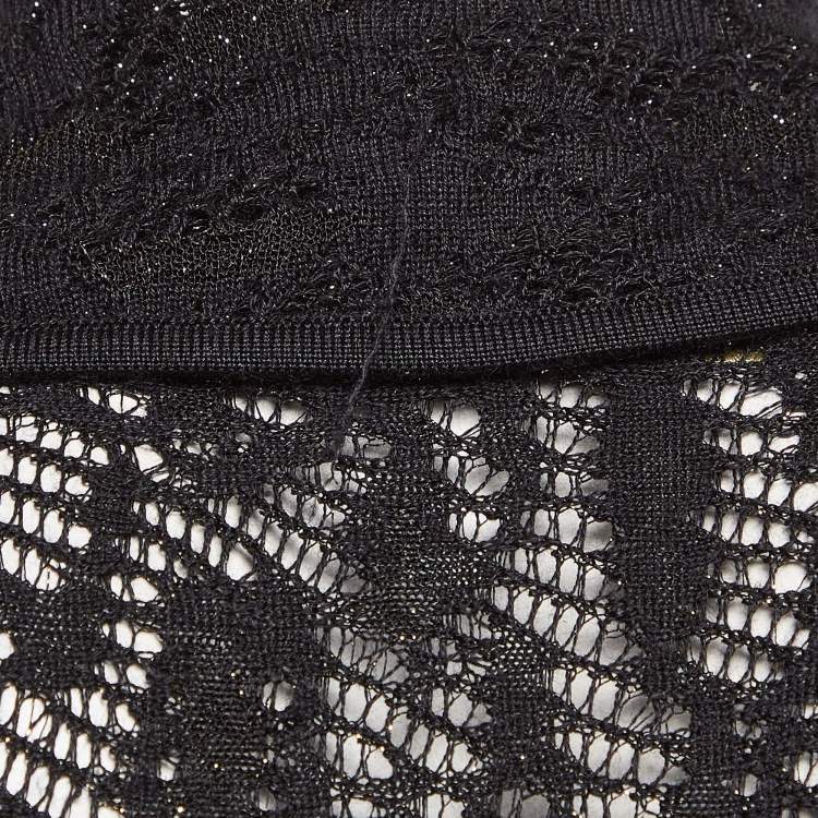Pre Owned Roberto Cavalli Black Lurex Knit Sheer Long Cardigan S