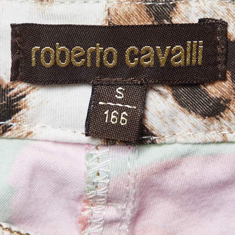Pre Owned Roberto Cavalli Multicolor Printed Cotton Blend Capri Pants S