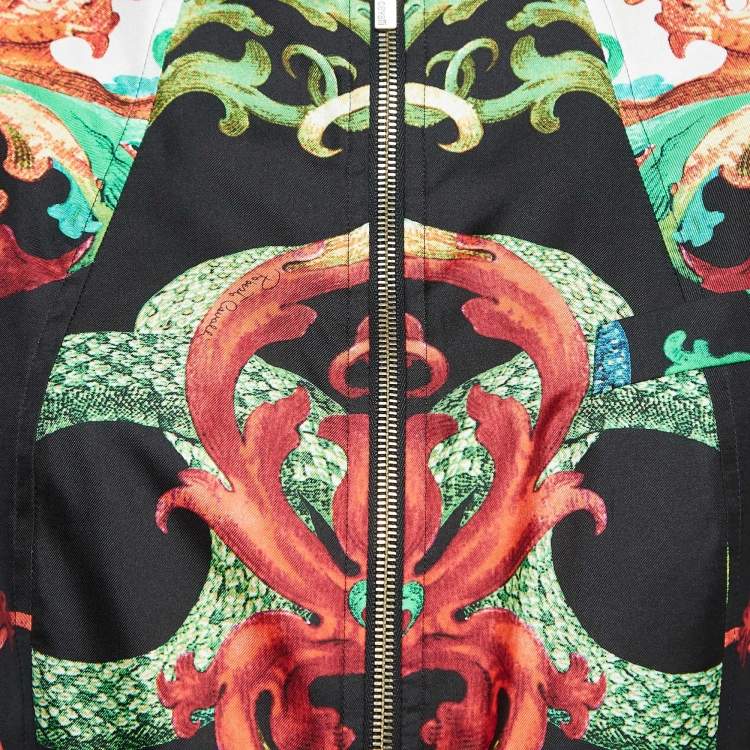Pre Owned Roberto Cavalli Multicolor Printed Silk Ruffle Detail Jacket M