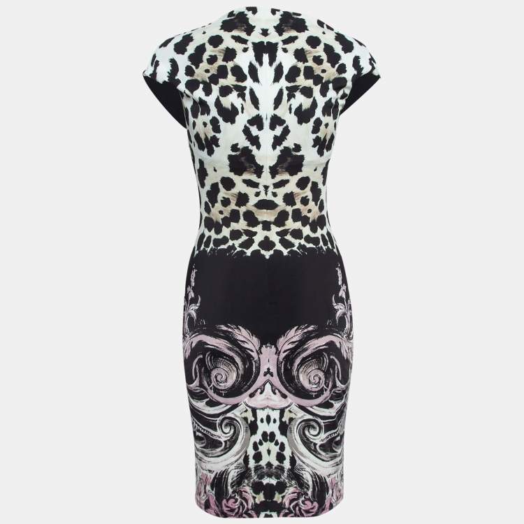 Pre Owned Roberto Cavalli Black Animal Print Jersey Sleeveless Short Dress M