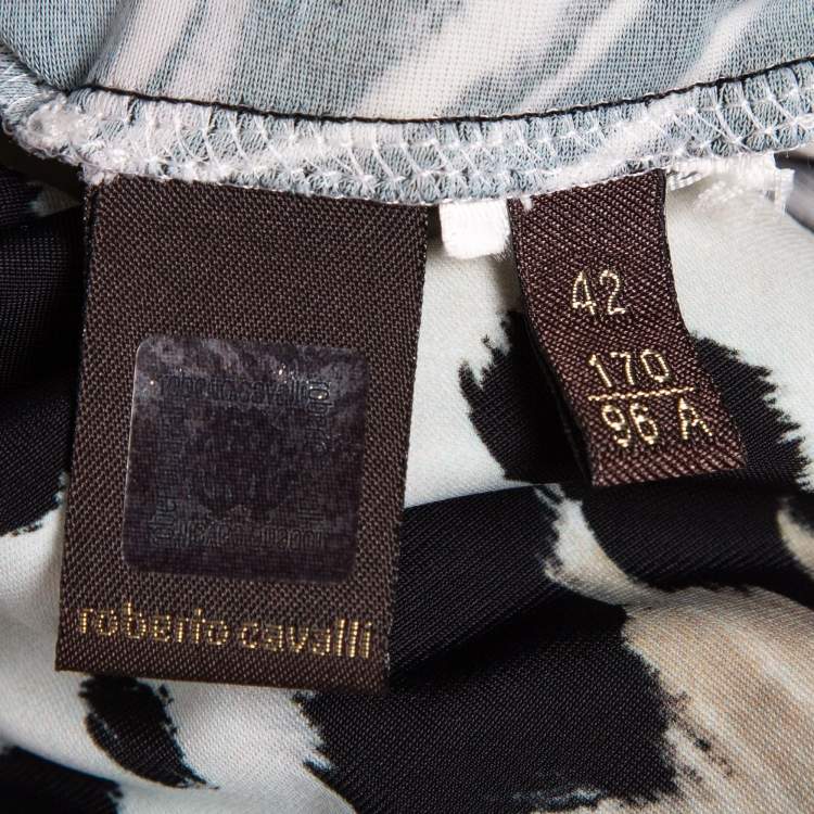 Pre Owned Roberto Cavalli Black Animal Print Jersey Sleeveless Short Dress M