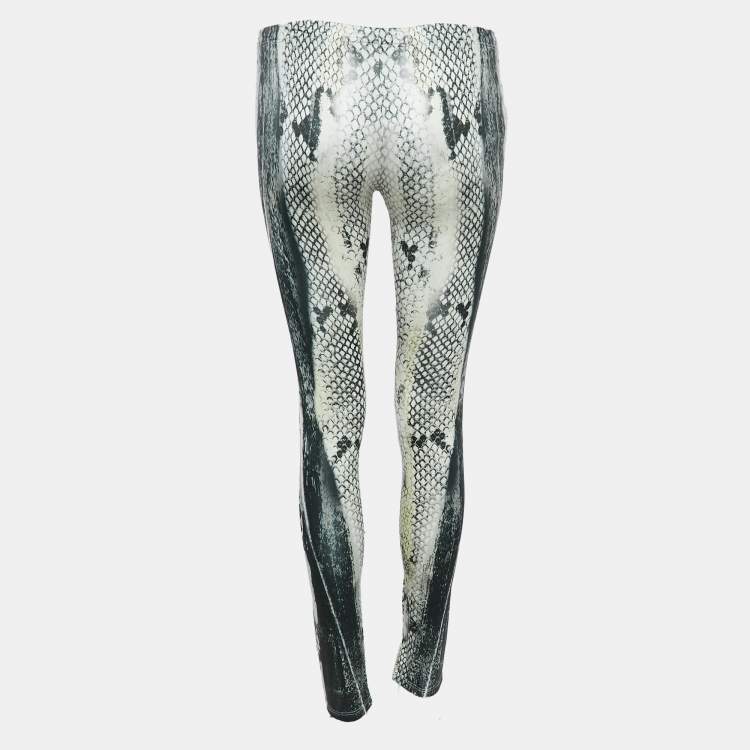 Pre Owned Roberto Cavalli Multicolor Snake Print Jersey Leggings L