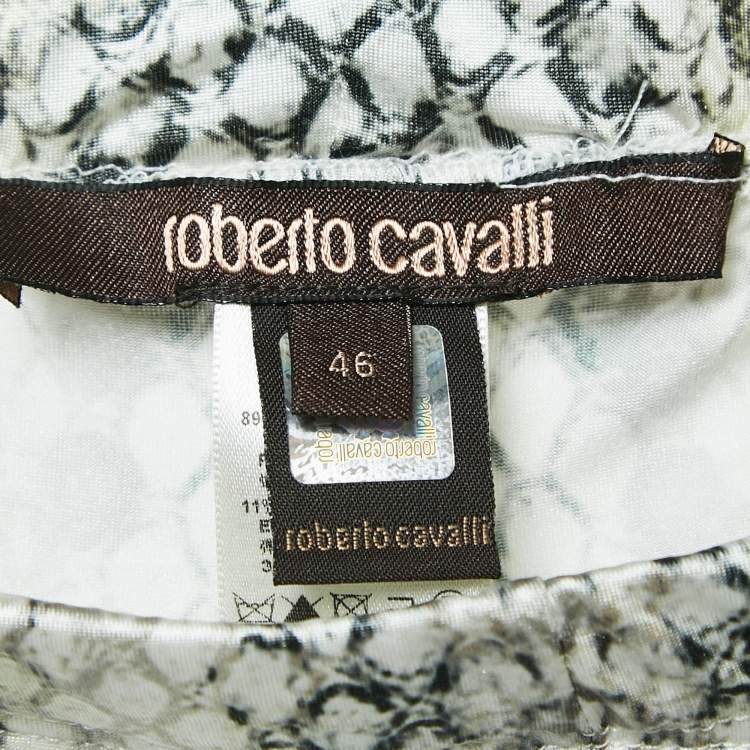 Pre Owned Roberto Cavalli Multicolor Snake Print Jersey Leggings L