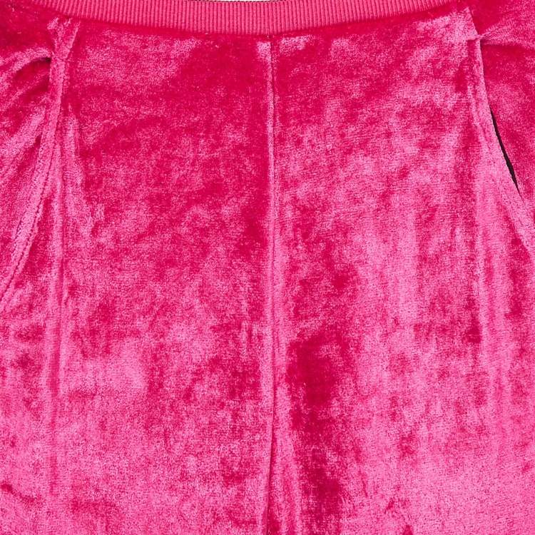Pre Owned Roberto Cavalli Pink Embroidered Velvet Knit Pants S