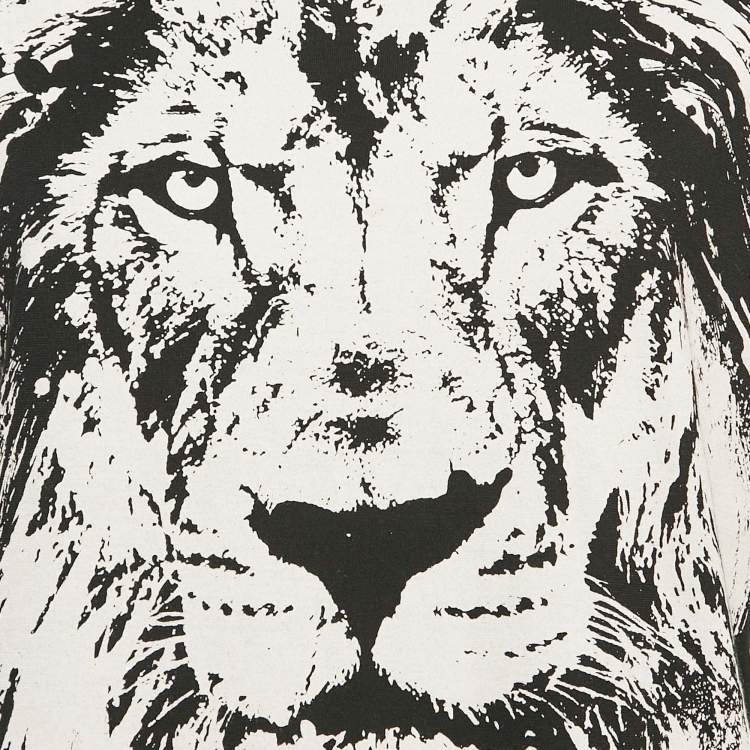 Pre Owned Roberto Cavalli Black Lion Print Jersey oversized T-Shirt M