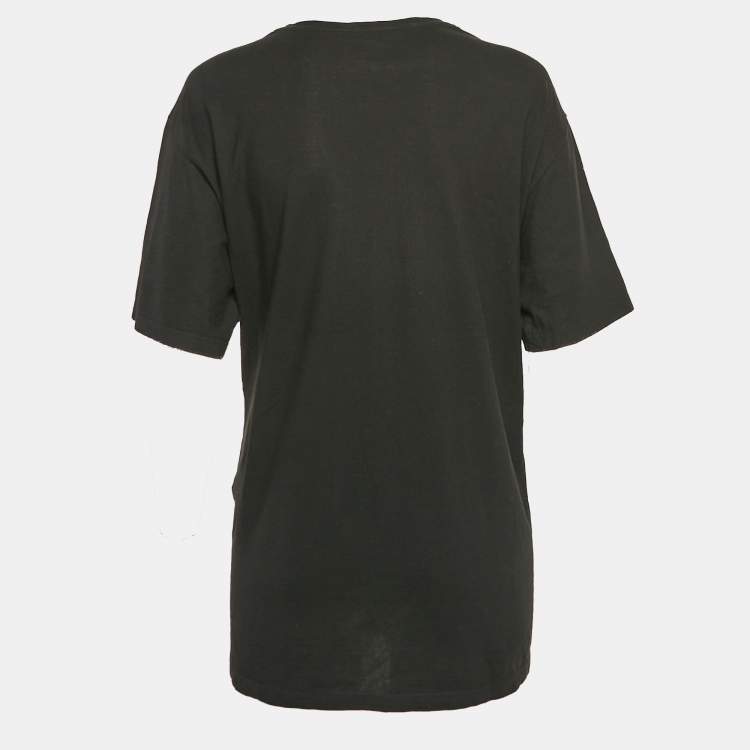 Pre Owned Roberto Cavalli Black Lion Print Jersey oversized T-Shirt M