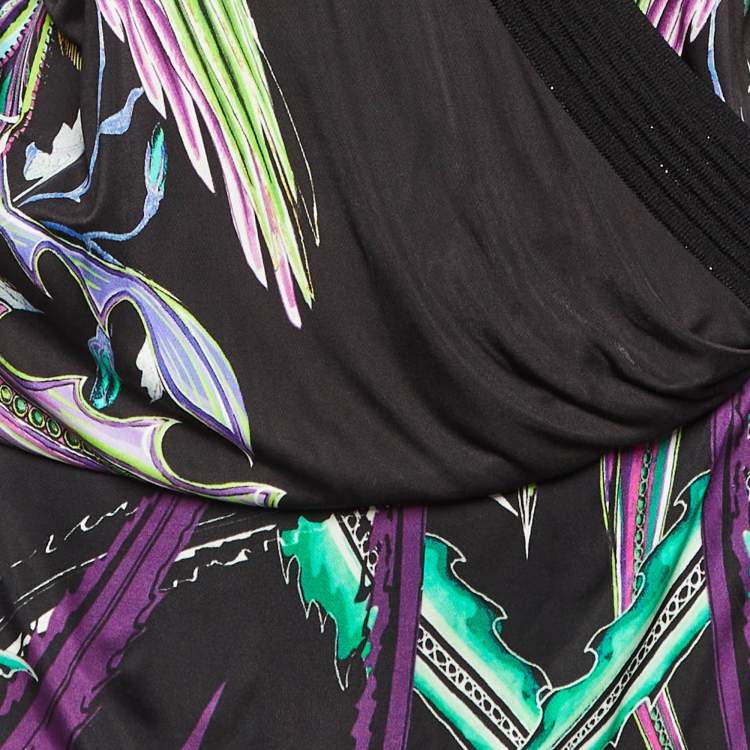 Pre Owned Roberto Cavalli Black Floral Print Jersey Kaftan Maxi Dress S
