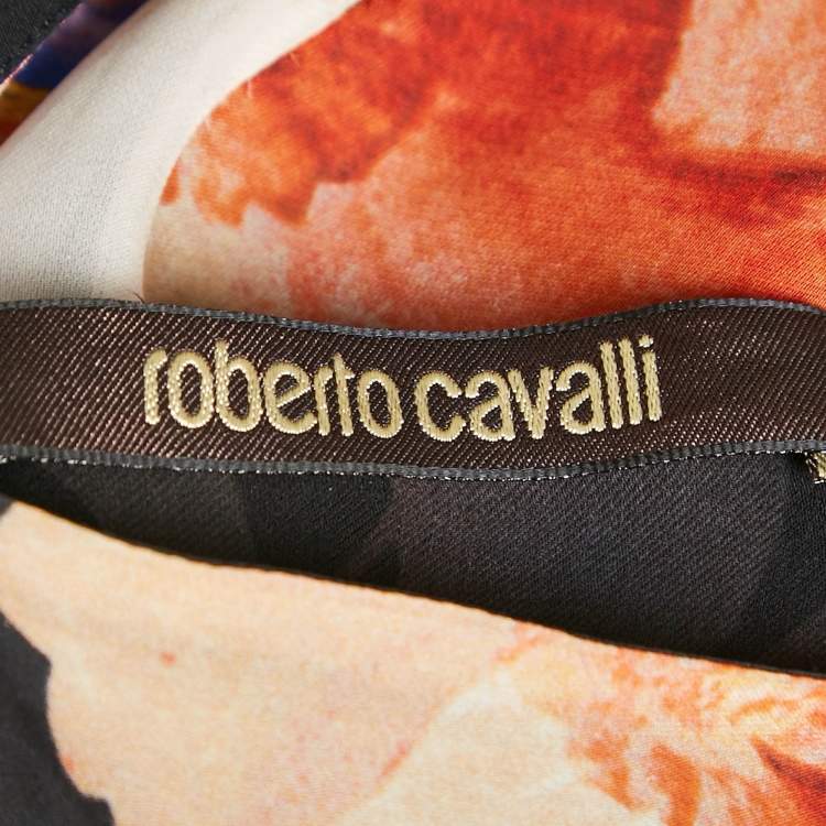 Pre Owned Roberto Cavalli Black Silk Cut-Out Detail Kaftan Dress S