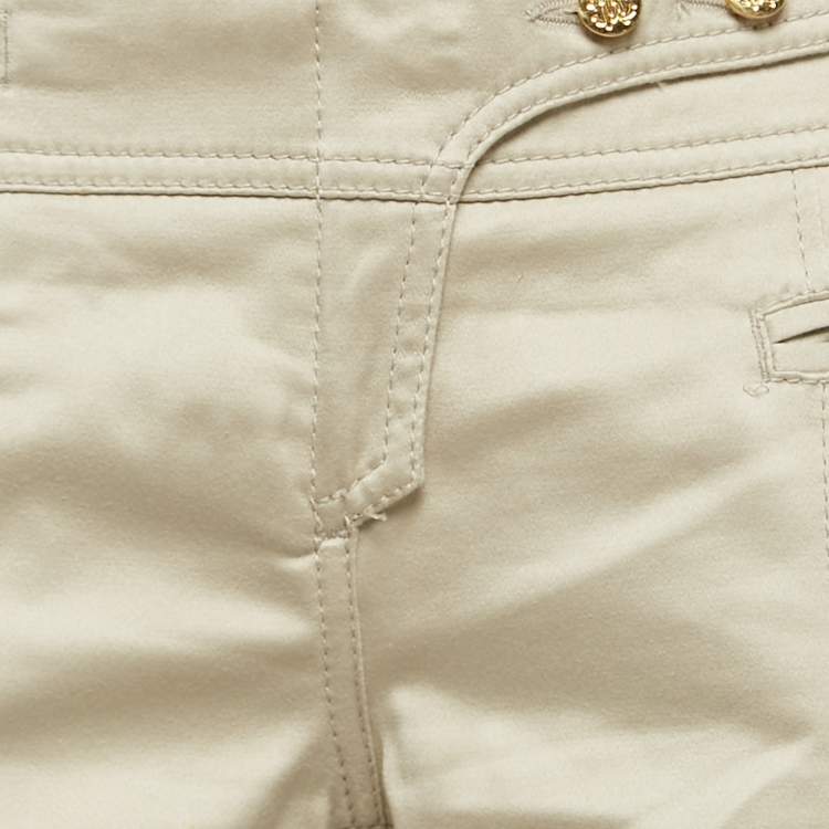 Pre Owned Roberto Cavalli Beige Cotton Wide-Leg Pants M