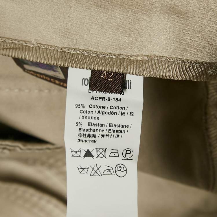 Pre Owned Roberto Cavalli Beige Cotton Wide-Leg Pants M