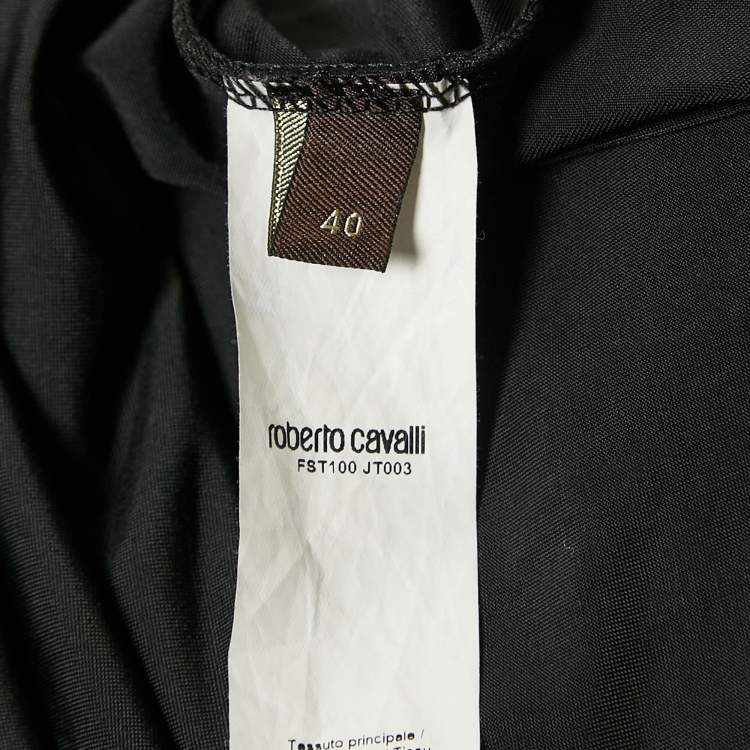 مملوكة مسبقًا Roberto Cavalli Black Jersey Snake Buckle Detail Sleeveless Gown S