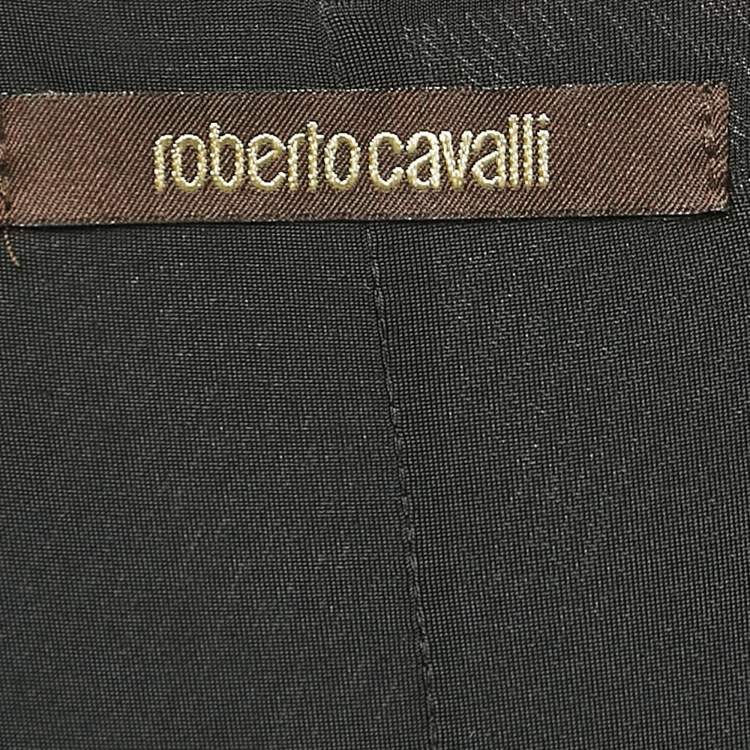 مملوكة مسبقًا Roberto Cavalli Black Jersey Snake Buckle Detail Sleeveless Gown S