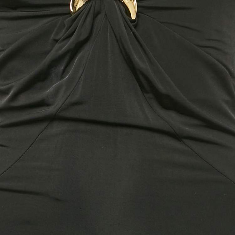 مملوكة مسبقًا Roberto Cavalli Black Jersey Snake Buckle Detail Sleeveless Gown S