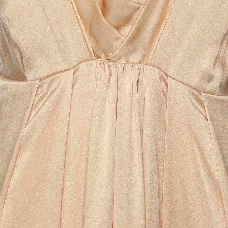Pre Owned Roberto Cavalli Beige Silk The Art Of Sumptuous Print Maxi Dress M