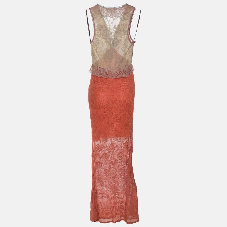 Pre Owned Roberto Cavalli Multicolor Lamé Fabric Dress S