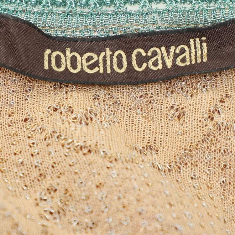 Pre Owned Roberto Cavalli Multicolor Lamé Fabric Dress S