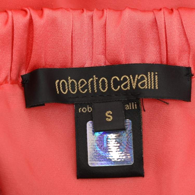 Pre Owned Roberto Cavalli Pink Silk Maxi Skirt S