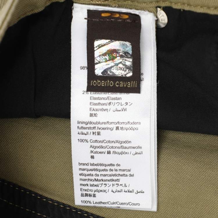 Pre Owned Roberto Cavalli Olive Green Ripped Denim Jeans XS