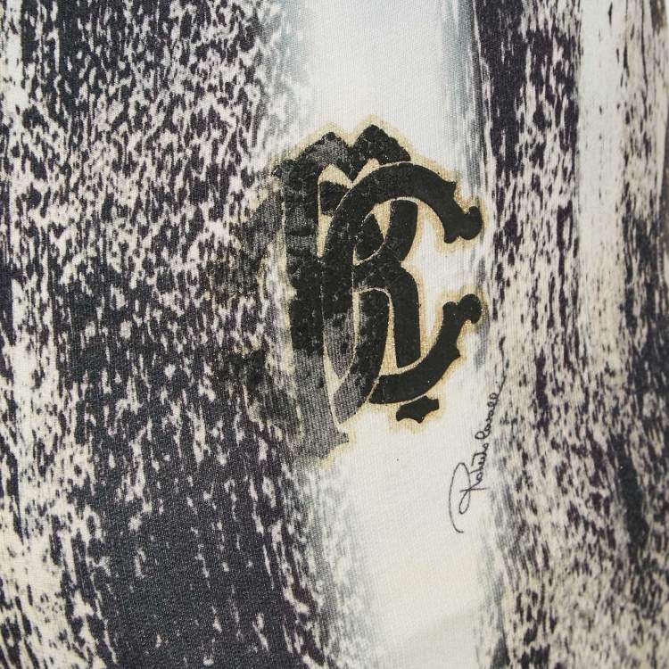مملوكة مسبقًا Roberto Cavalli Grey Python Skin Print Jersey Joggers M
