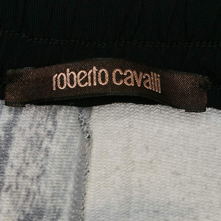 مملوكة مسبقًا Roberto Cavalli Grey Python Skin Print Jersey Joggers M