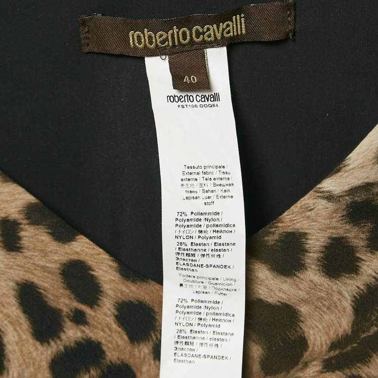 مملوكة مسبقًا Roberto Cavalli Brown Animal Print Jersey Bodycon Short Dress S