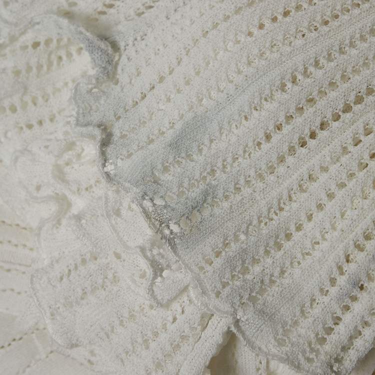 Pre Owned Roberto Cavalli White Pointelle Knit Cowl Neck Maxi Dress S