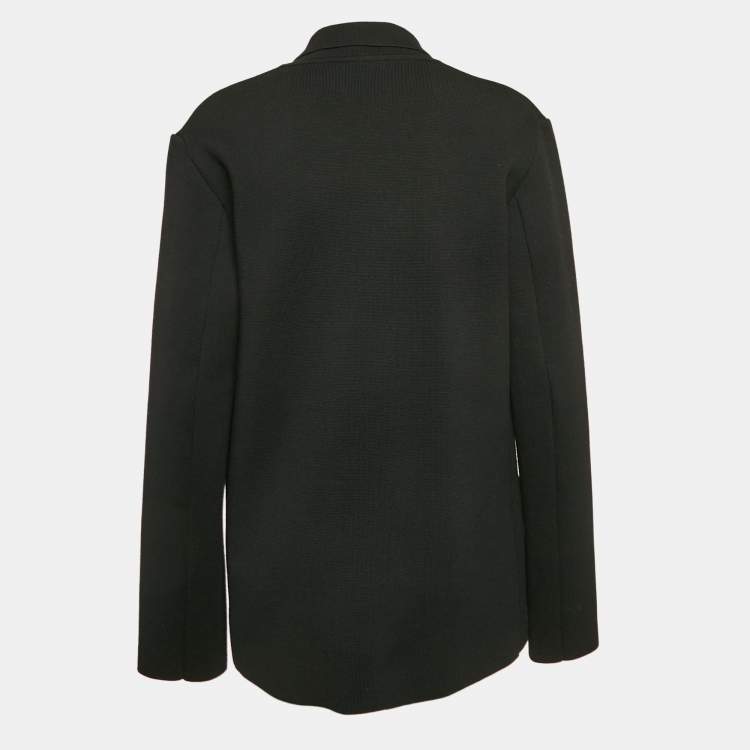 Pre Owned Roberto Cavalli Black Wool Knit Single Breasted Blazer M