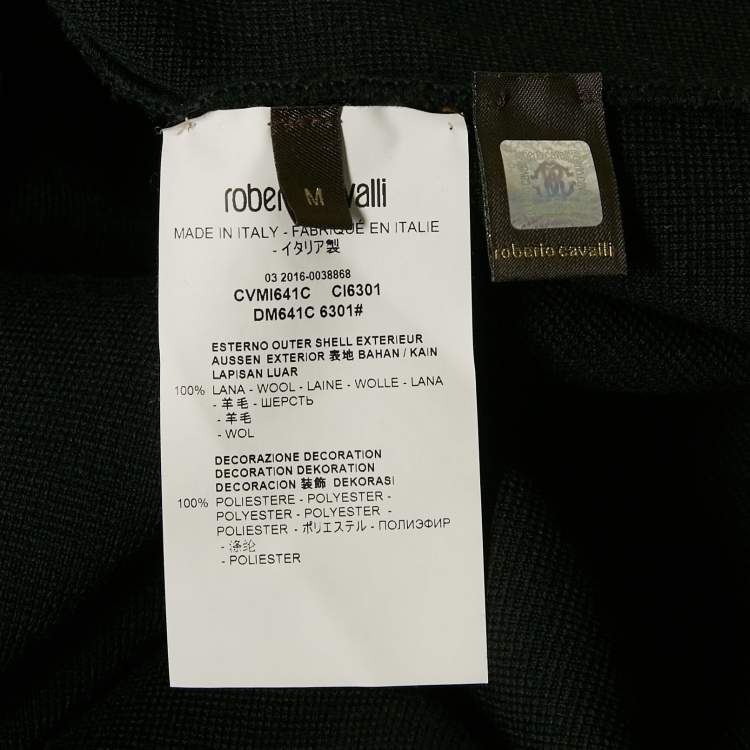 Pre Owned Roberto Cavalli Black Wool Knit Single Breasted Blazer M