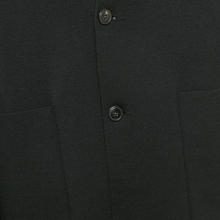 Pre Owned Roberto Cavalli Black Wool Knit Single Breasted Blazer M