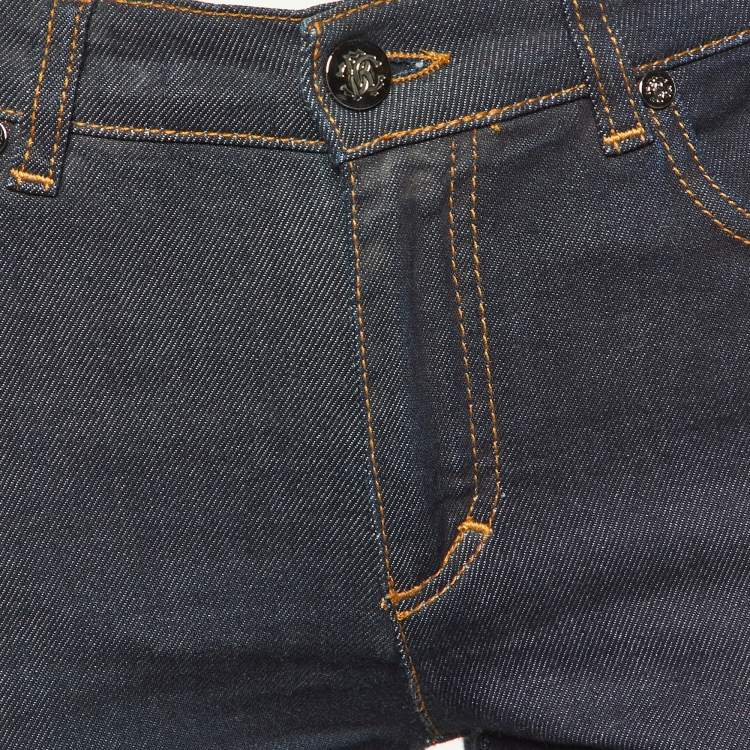 Pre Owned Roberto Cavalli Dark Blue Denim Straight Fit Jeans S/Waist 29"