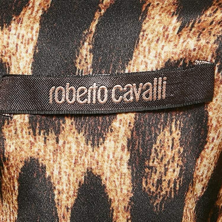 Pre Owned Roberto Cavalli Multicolored Animal Print Brooch Detail Short Dress S