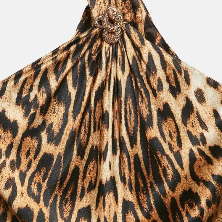 Pre Owned Roberto Cavalli Multicolored Animal Print Brooch Detail Short Dress S