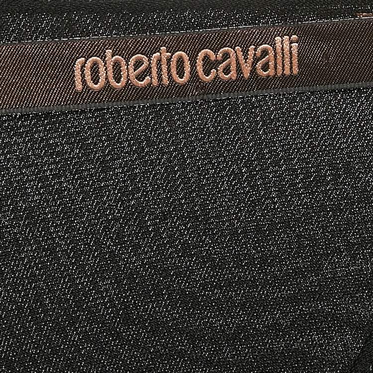 Pre Owned Roberto Cavalli Black Floral Print Jersey Brooch Detail Mini Dress M