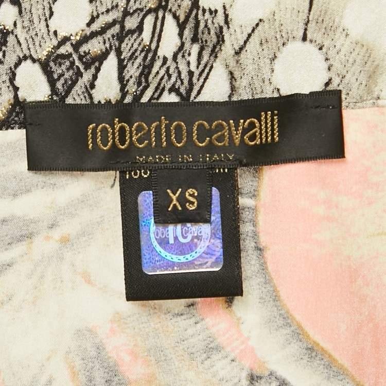 Pre Owned Roberto Cavalli Multicolor Printed Silk Shirt XS
